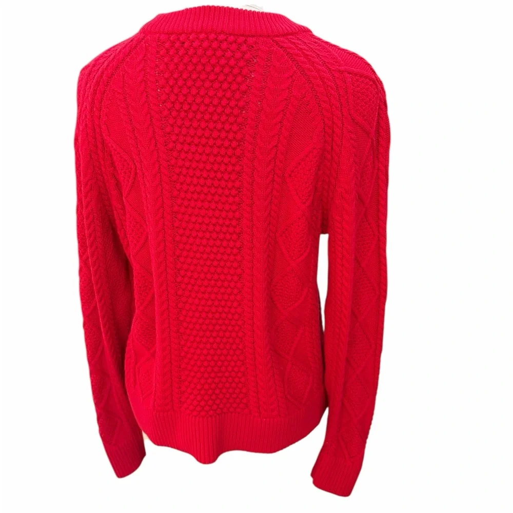 J‎ Crew Red Cable Knit Sweater size small new